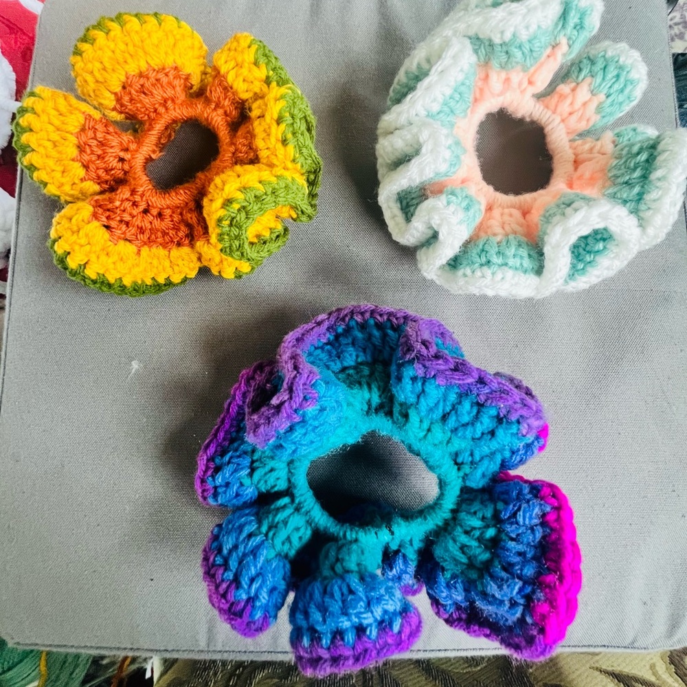 Handmade Flower Hair Scrunchies